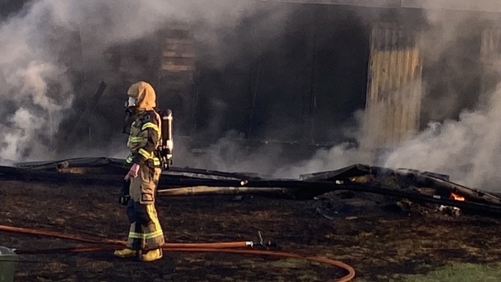 Från branden i maj på Sandtagets förskola i Åtvidaberg som bedöms som en anlagd brand. 