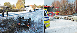 Två olyckor i halt väglag