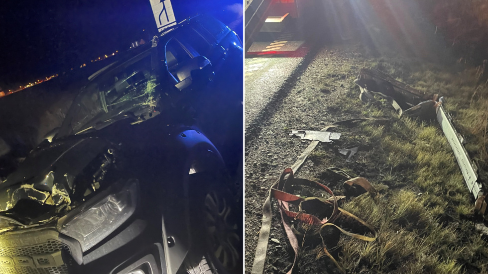 Bilen fick omfattande skador efter olyckan och måste bärgas från platsen.