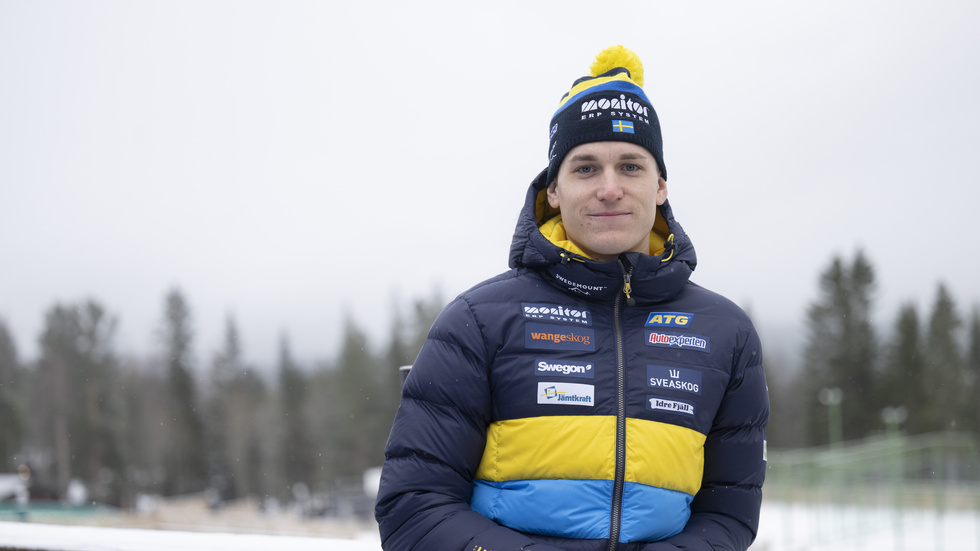 Skidskytten Martin Ponsiluoma under landslagets träningsläger i Idre.