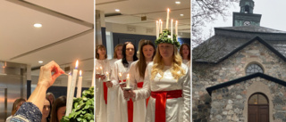 Här lussar årets lucia med sina tärnor