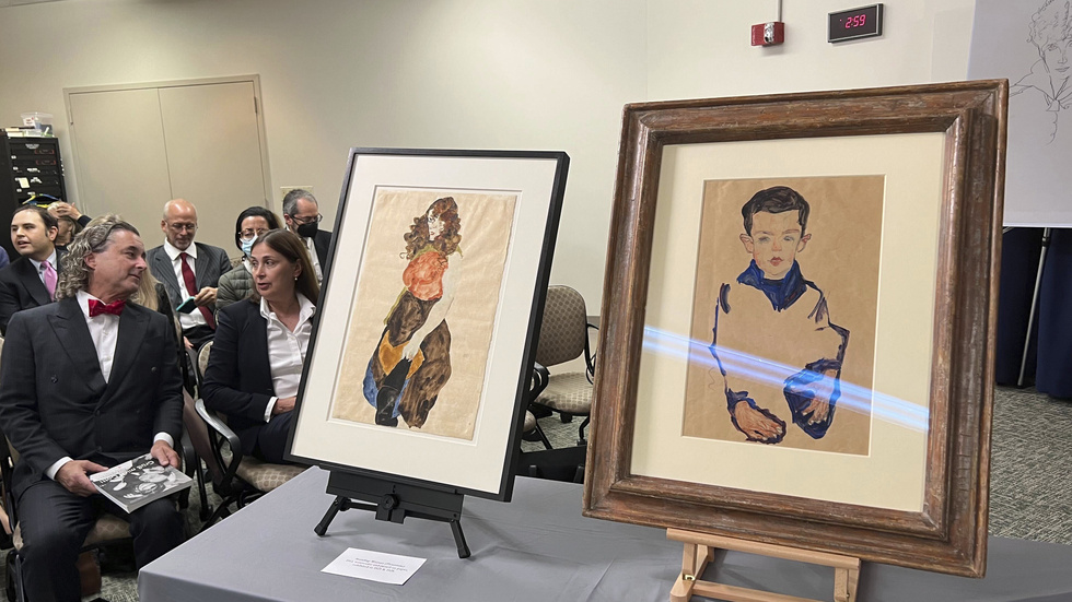 Ett par av de konstverk av Egon Schiele som nu ska säljas på Christie's i New York. Arkivbild.