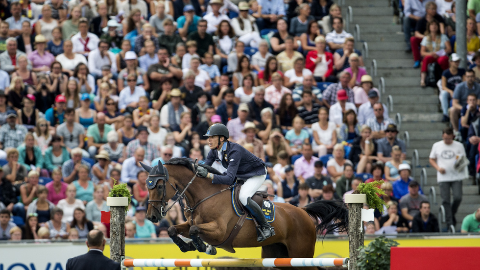 Henrik von Eckermann på Cantinero under EM-finalen i Aachen 2015. Om tre år arrangeras VM i samma stad. Arkivbild.
