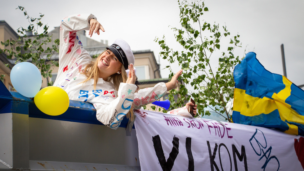 Många ville spexa för kameran på studentflaken.