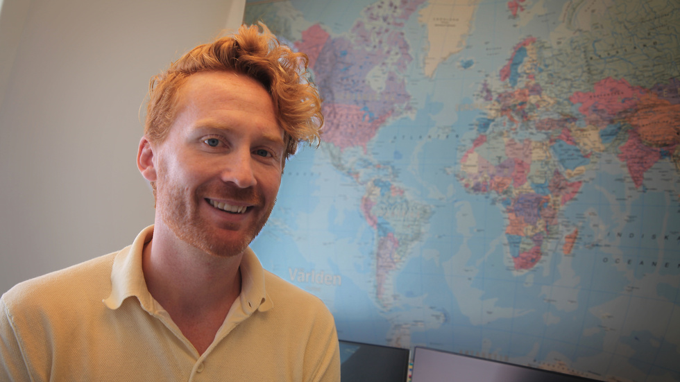 Linus Atterby vid Almi arbetar med att utveckla den gotländska exporten. Det treåriga projektet Be Global har som mål att hjälpa tio företag att komma ut i världen.