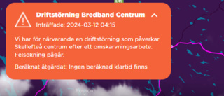 Bredbandsnätet låg nere i Skellefteå centrum 