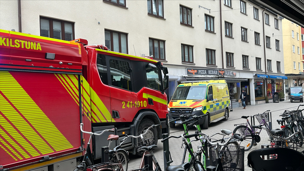 Larm om brand i centrala Eskilstuna.