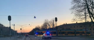 Krock på Riksvägen orsakade stopp i spårvagnstrafiken