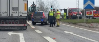 Grävmaskin orsakade trafikproblem