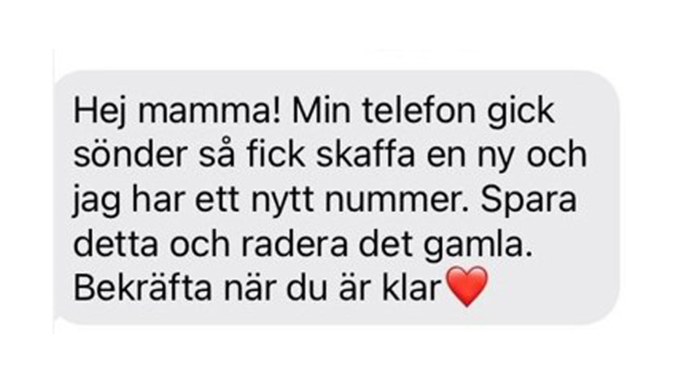 Så här kan ett sms från bedragarna se ut. 