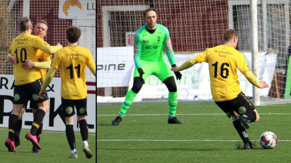 Stor glädje i Infjärden efter seger borta i ödesmatchen mot Rönnskär. Jens Marklund gjorde två av målen och nu får laget en chans att kvala sig kvar i trean. (Arkivbilder)