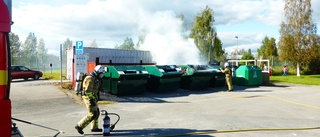 Brand i container utanför förskola