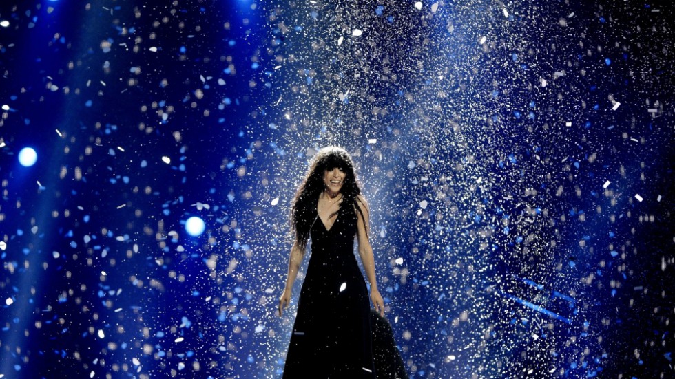 Loreen vid segern i Baku 2012.