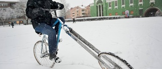 Snökaos på Vaksala torg