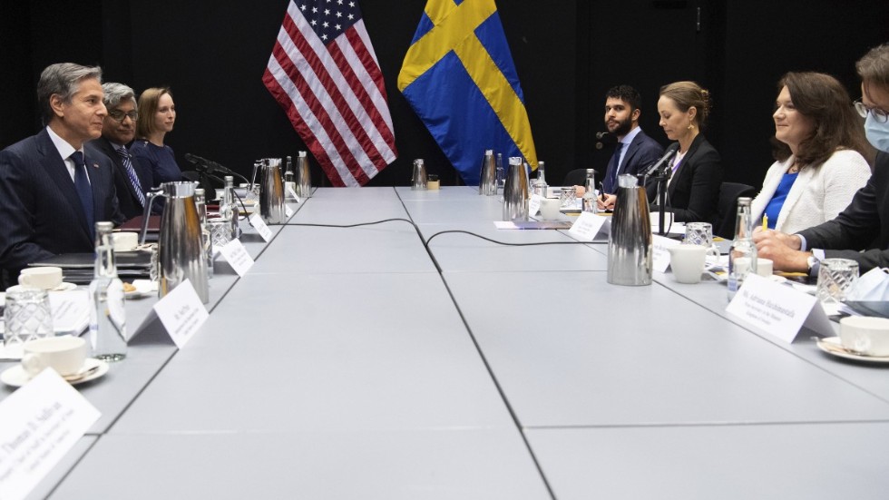 USA:s utrikesminister Antony Blinken och Sveriges utrikesminister Ann Linde (S) i Reykjavik.