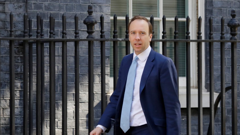 Storbritanniens hälsominister Matt Hancock. Arkivbild.