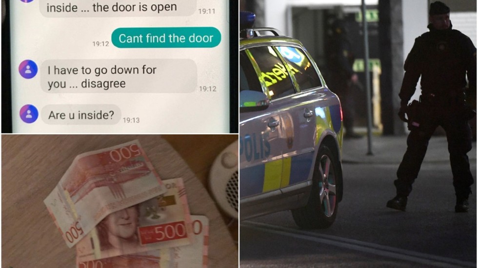 Polisen grep mannen utanför entrédörren.