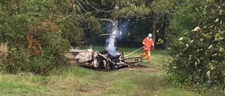 LARMET: Husvagn i brand på mellersta Gotland