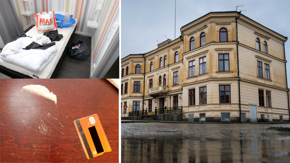 Den 16 september förra året slog polisen till mot Skänninge stadshotell. I ett rum på hotellet hittade polisen en luftpistol. Man hittade också flera tecken på att narkotika använts på hotellet (Bilderna till vänster är hämtade ur förundersökningen.)