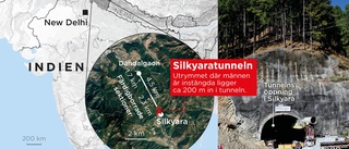 Instängda i indisk tunnel får varm mat