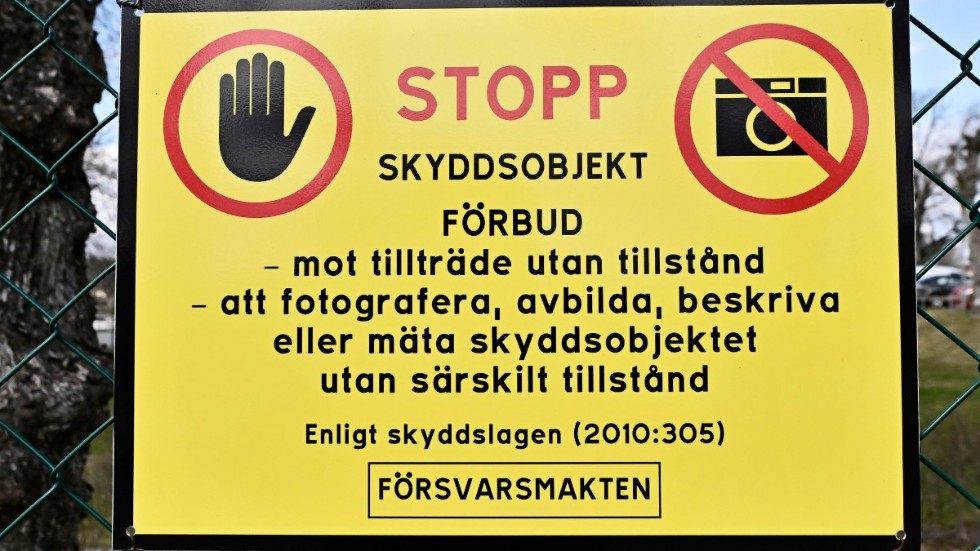 Skylt om skyddsobjekt, som talar om att det är bland annat råder fotoförbud. Arkivbild.