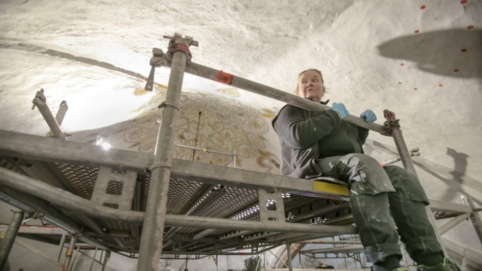 Så här såg det ut i kyrkan under renoveringen.
