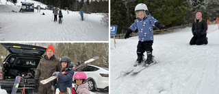 Här tar sig Molly, 4, fram på skidorna i välbekanta backen