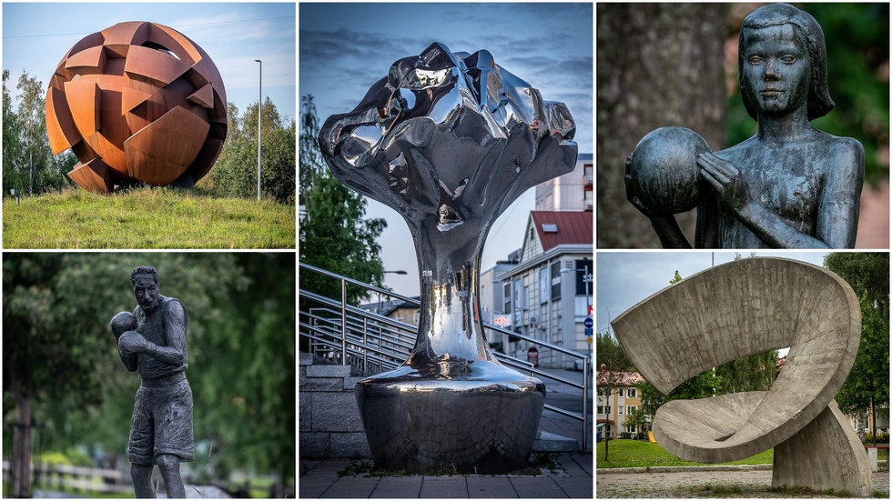 Det finns över 80 offentliga konstverk i Luleå. På bild ses skulpturen "The Opposite Sphere", i folkmun Rostbollen, av konstnärerna Jan-Erik Falk, Eva Gun Jensen, Dan Lestander och Ricky Sandberg. Skulpturen Torbjörn Säfve av konstnären Mats Wikström, finns på Örnäset. "Silverträdet" av Monika Gore, står vid Kulturens hus. "Flicka med boll" av konstnären Arthur Johansson, står på Floras kulle och möttes av kritik när hon invigdes 12 september 1953 eftersom hon saknade kläder. Slutligen skulpturen "Blomstertid" av Eeli Aalto från slutet av 1960-talet som är en av fem skulpturer på Tuna från samma tidsperiod.