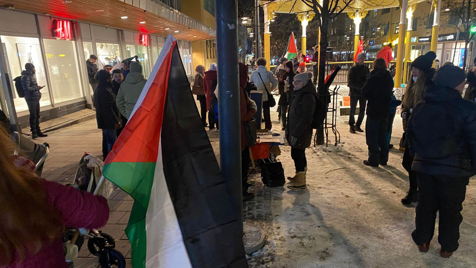 Demonstration i Luleå mot Israels attack mot Gazaremsan.