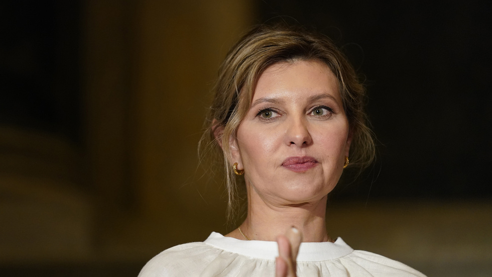 Den ukrainska presidentfrun Olena Zelenska säger att stödet från västländerna till Ukraina är livsviktigt. Arkivbild.