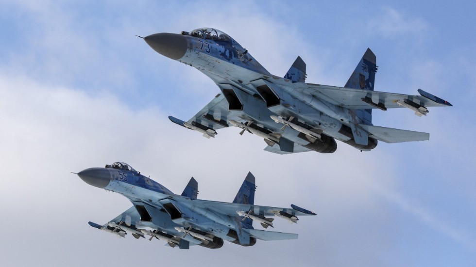 Stridsplan av typen Su-27. Arkivbild.