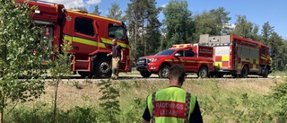 Stor brand nära Alunda – släckte i tre timmar