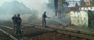 Brand vid City Gross stoppade tåg