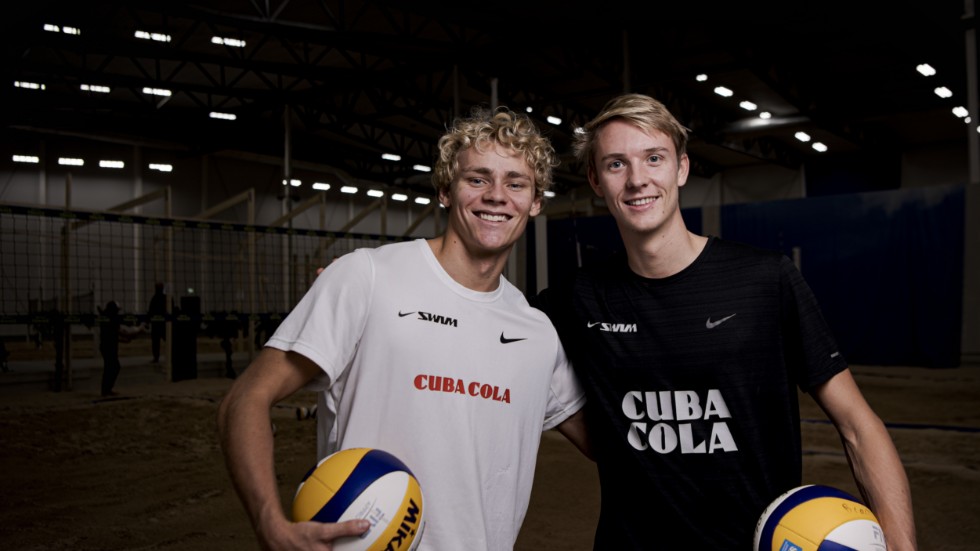 Beachvollyeyspelarna David Åhman och Jonatan Hellvig. Arkivbild.