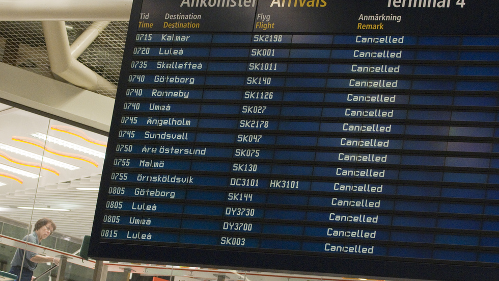 Vulkanutbrottet från Eyjafjallajökull lamslog stora delar av flygindustrin. Arkivbild.
