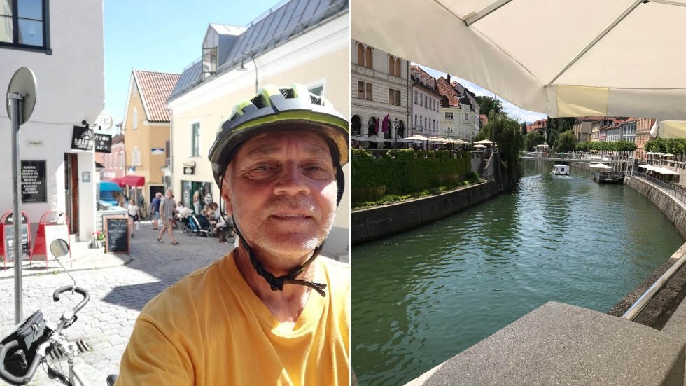 Per-Inge Björn ska cykla från Gdansk vid den polska östersjökusten till Sloveniens huvudstad Ljubljana. Bilden togs när han tränade på Gotland i juni. "Min resa kan förhoppningsvis inspirera andra att ge sig iväg på längre cykelsemestrar", säger 64-åringen.