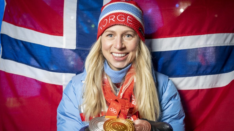 Tiril Eckhoff tog guld, silver och brons i OS i Peking i februari. Arkivbild.