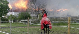 Elden slukade stallbyggnaden