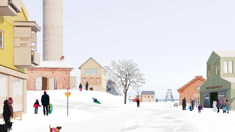 Det nu nedlagda gruvområdet Tuolluvaara föreslås återuppstå som bostadsområdet Eldberget. Pressbild.
