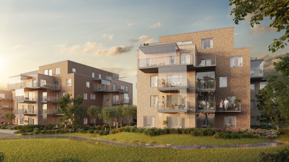 Så här ska husen i bostadsrättsföreningen Sjöängen i Vadstena se ut.