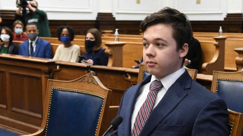 Kyle Rittenhouse i rätten. 
