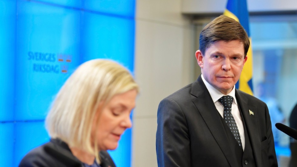 Socialdemokraternas partiledare Magdalena Andersson (S) och riksdagens talman Andreas Norlén. Arkivbild.