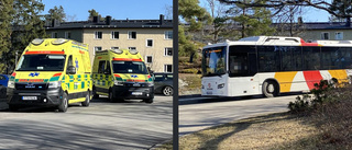 Tre personer påkörda av buss – en till sjukhus