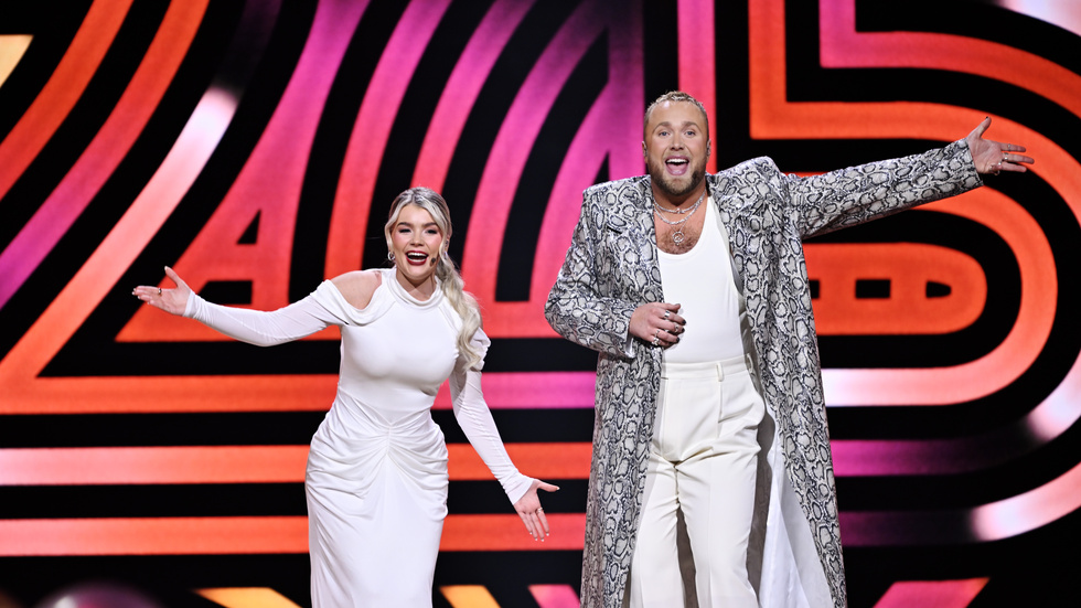 Programledarna Kristina Petrushina "Keyyo" och Edvin Törnblom.