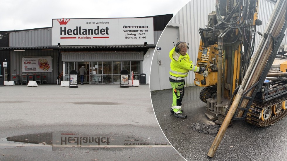 Inomhusluften i lokalerna, som numera inrymmer ett varuhus, har nyligen kontrollerats. Det finns låga halter av klorerade alifater i luften, som inte är hälsofarliga. Nu undersöks marken  vid och nära byggnaden på nytt. På bilden borras ett nytt provtagningshål med hjälp av en borrbandvagn.