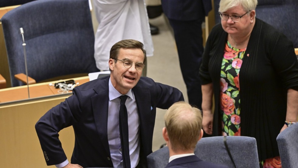 Moderaternas partiledare Ulf Kristersson inför uppropet av ledamöterna i riksdagen på måndagen.