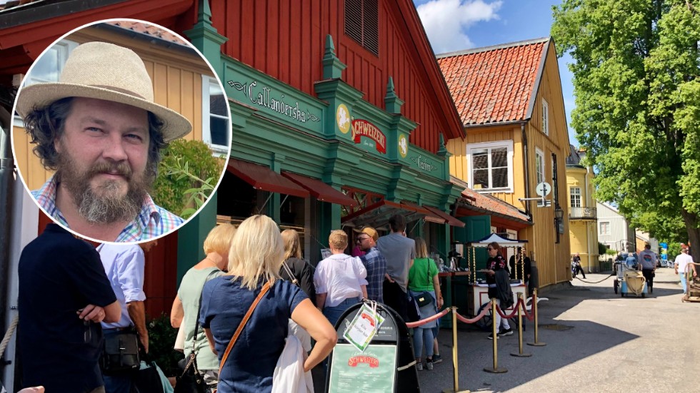 Fredrik Åström på Gripsholms värdshus är besviken över att utredningen om smitningen på Kyrkogatan i Mariefred las ner men är lättad över att ingen kom till skada. Bilderna är tagna vid tidigare tillfällen.