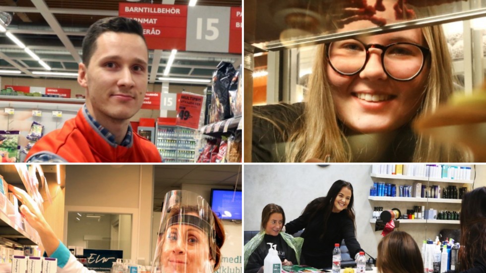 Svante Pettersson, Annie Kahlbom, Christina Norrby och Johanna Smitterberg är några av dem som måste jobba på plats under pandemin. 