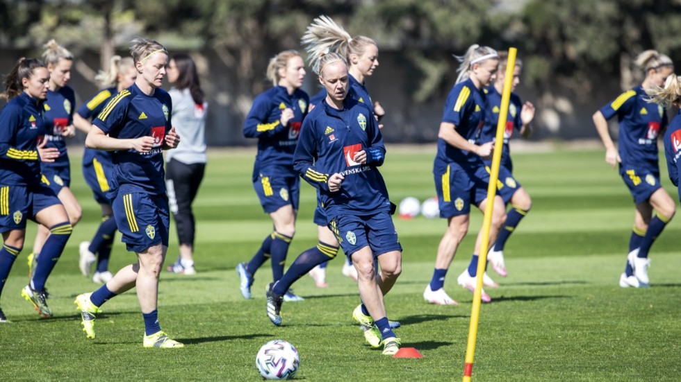 Caroline Seger under träningen på torsdagen. 
Damlandslaget i fotboll är på träningsläger på Malta inför matchen  mot Österrike.