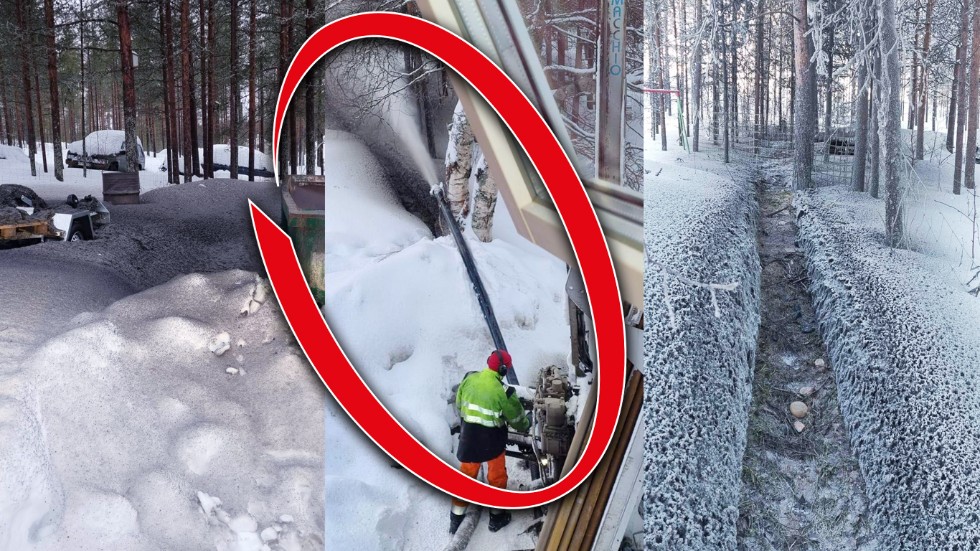 En olyckshändelse inträffade i samband med bergvärmeborrningen. Vatten och borrkax sprutades upp i skogen bakom huset och samt spreds till närliggande fastigheter.